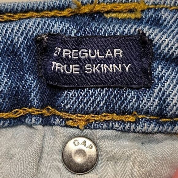 Gap Denim True Skinny Distressed Jeans Sz 27R - Picture 7 of 9